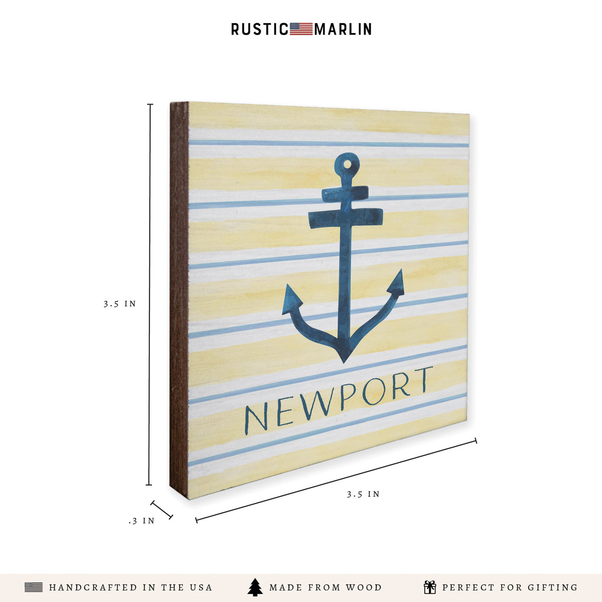 Anchor Stripe Personalized Coaster Set