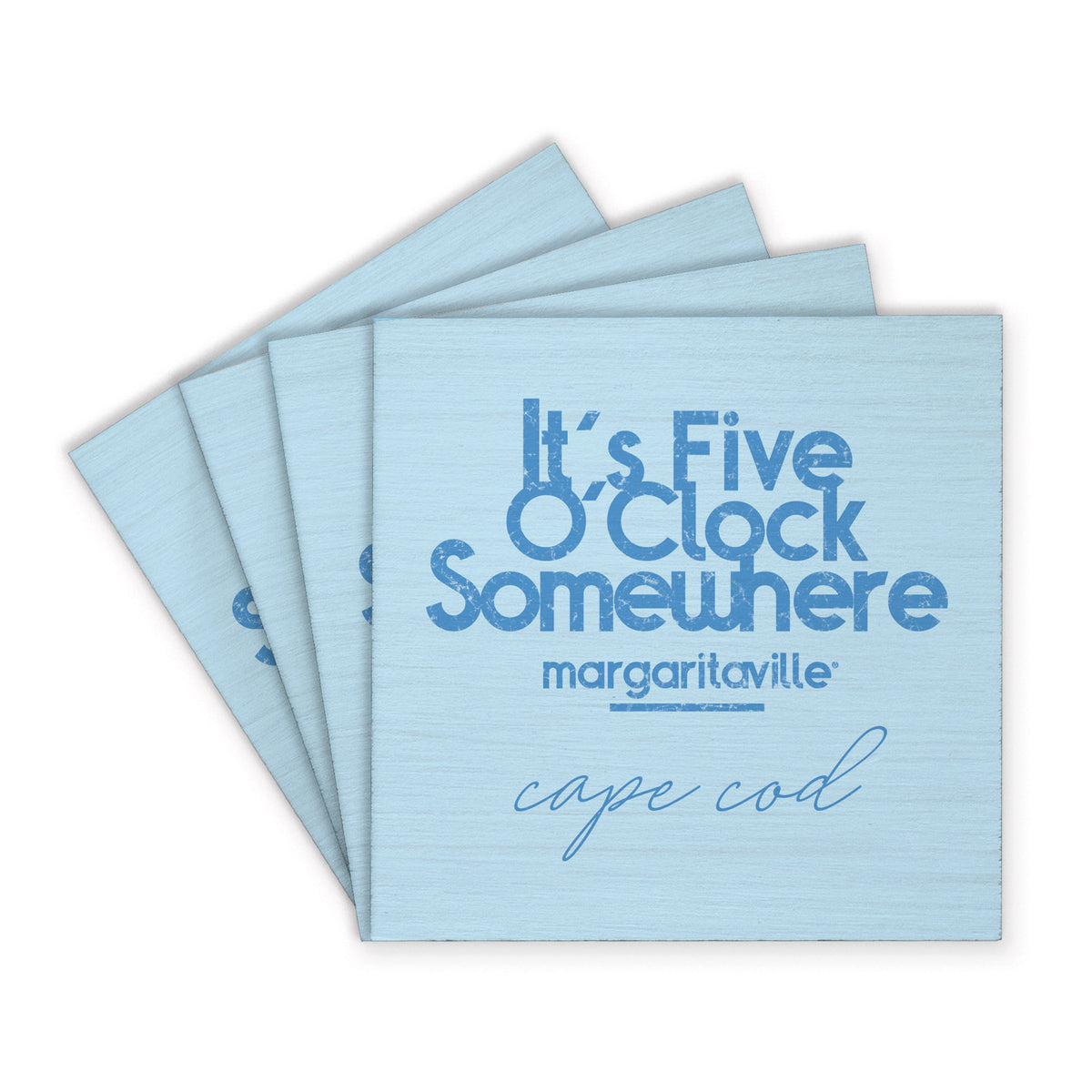 *It’s 5 O’Clock Somewhere Blue Personalized Coaster Set