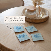 *It’s 5 O’Clock Somewhere Blue Personalized Coaster Set