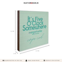 *It’s 5 O’Clock Somewhere Green Personalized Coaster Set