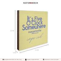 *It’s 5 O’Clock Somewhere Yellow Personalized Coaster Set