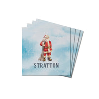 Vintage Ski Santa Personalized Coaster Set