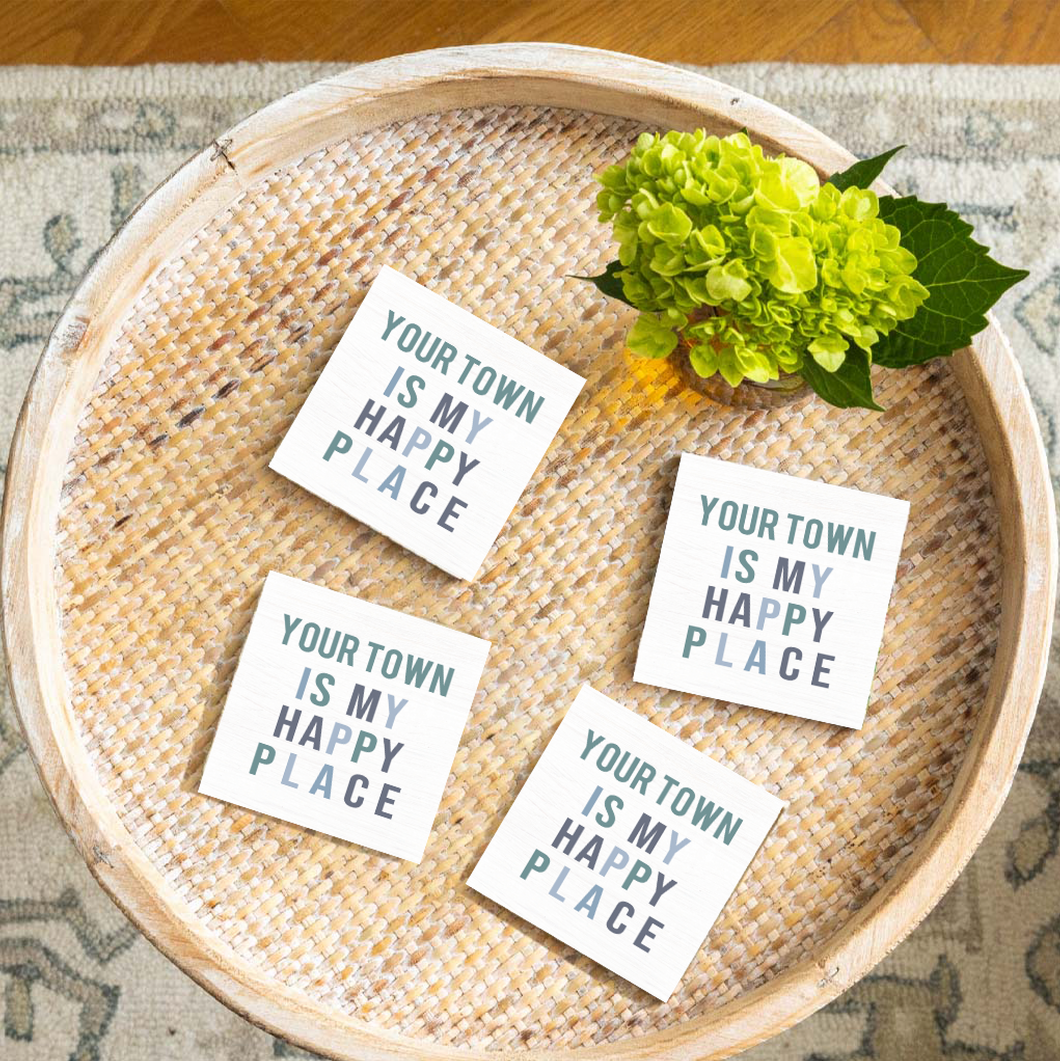 Personalized Happy Place Coaster Set