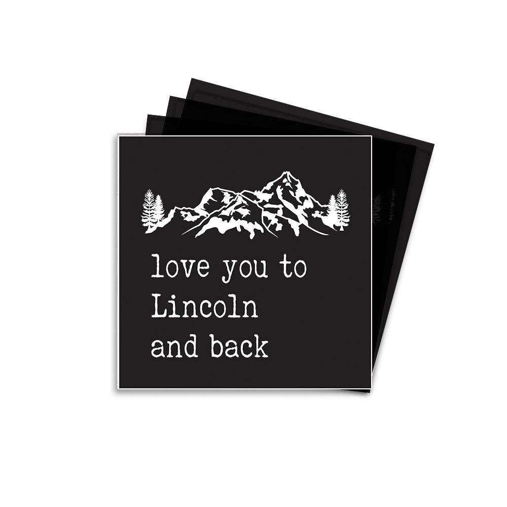 Love You And Back Black Personalized Coaster Set