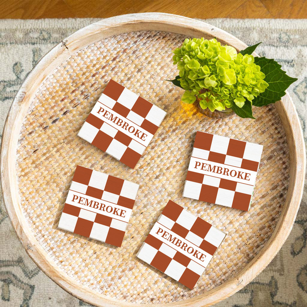 Personalized Checker Board Coaster Set