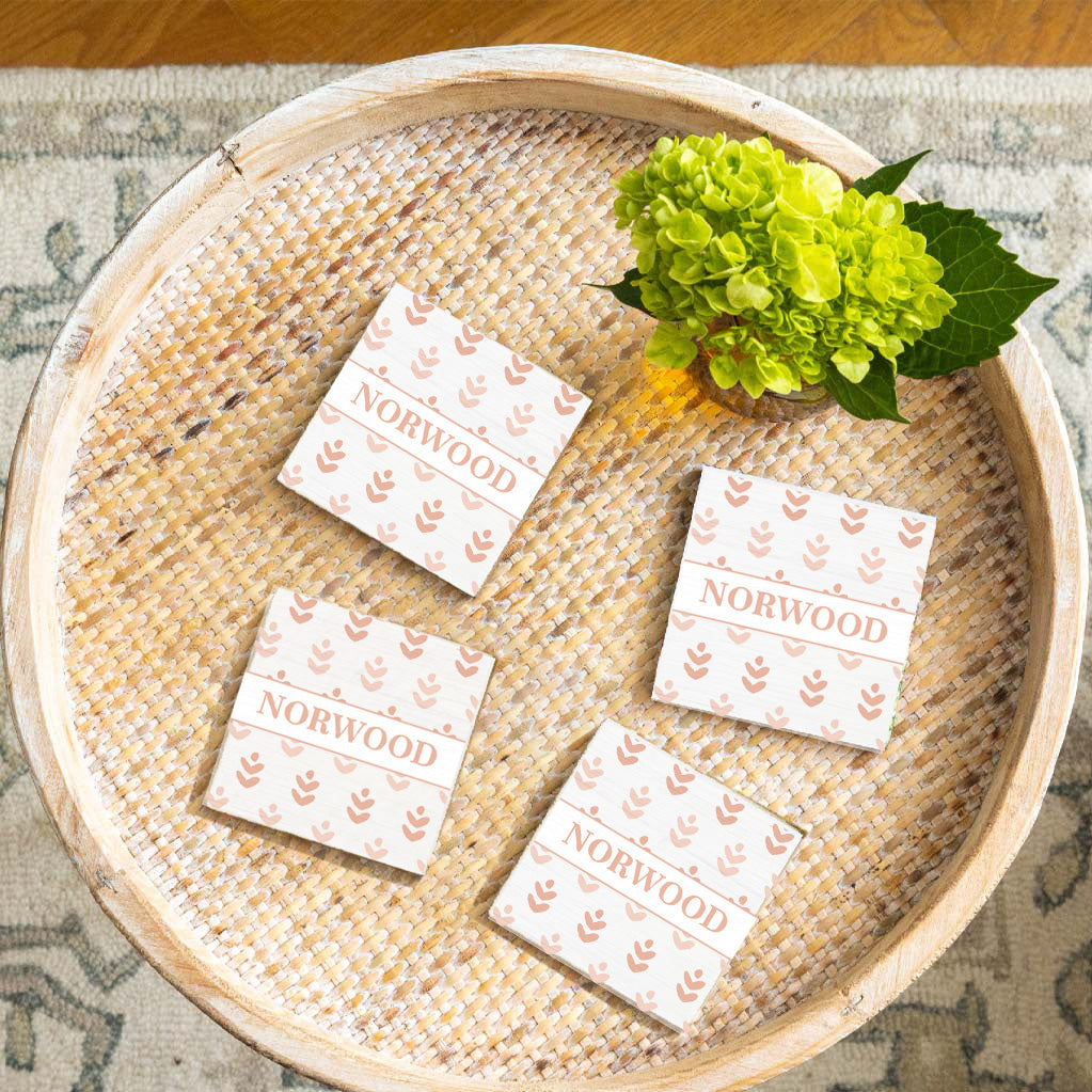Personalized Repeating Floral Coaster Set
