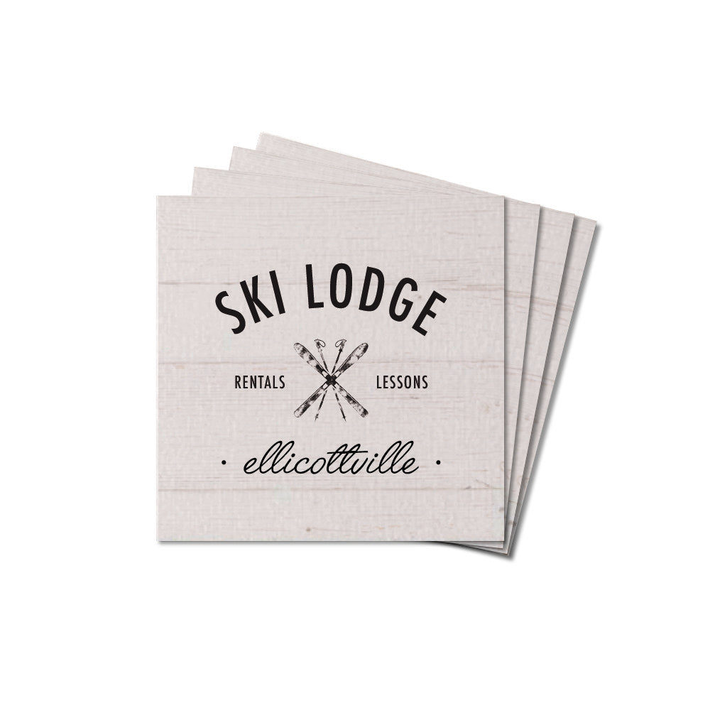 Ski Lodge Rentals Lessons Personalized Coaster Set