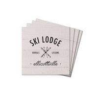 Ski Lodge Rentals Lessons Personalized Coaster Set