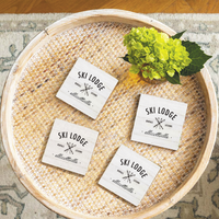 Ski Lodge Rentals Lessons Personalized Coaster Set