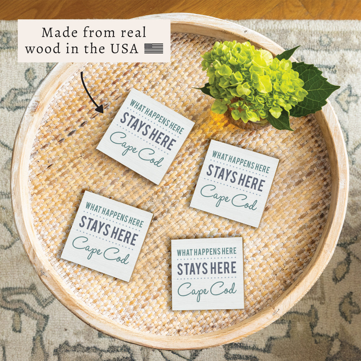 What Happens Here Personalized Coaster Set