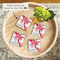 Lobster Watercolor Personalized Coaster Set