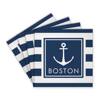Anchor Stripes Personalized Coaster Set