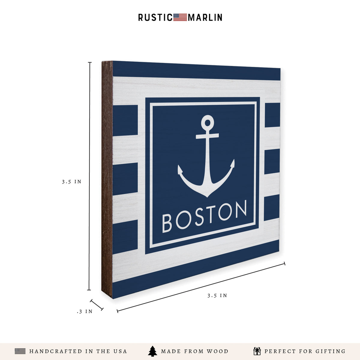 Anchor Stripes Personalized Coaster Set