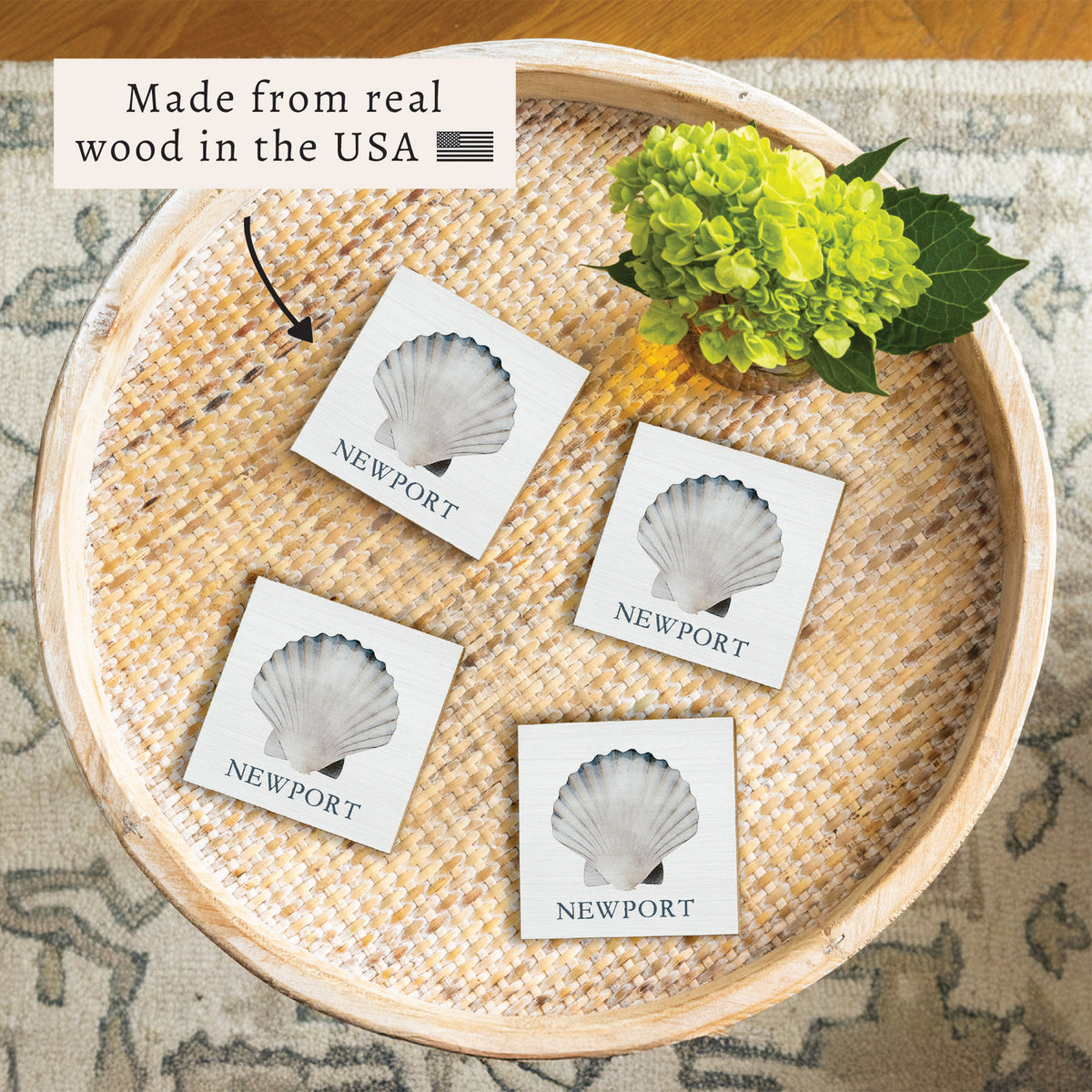 Watercolor Shell Personalized Coaster Set