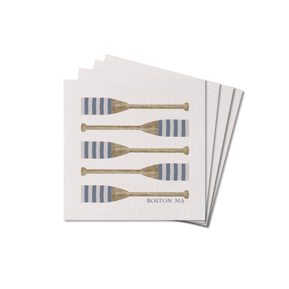 Striped Oars Personalized Coaster Sets