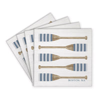 Striped Oars Personalized Coaster Set