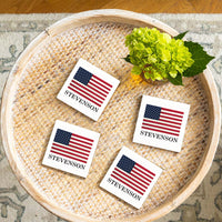 FOV Personalized American Flag Coaster Set