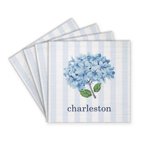 Blooming Hydrangea Personalized Coaster Set