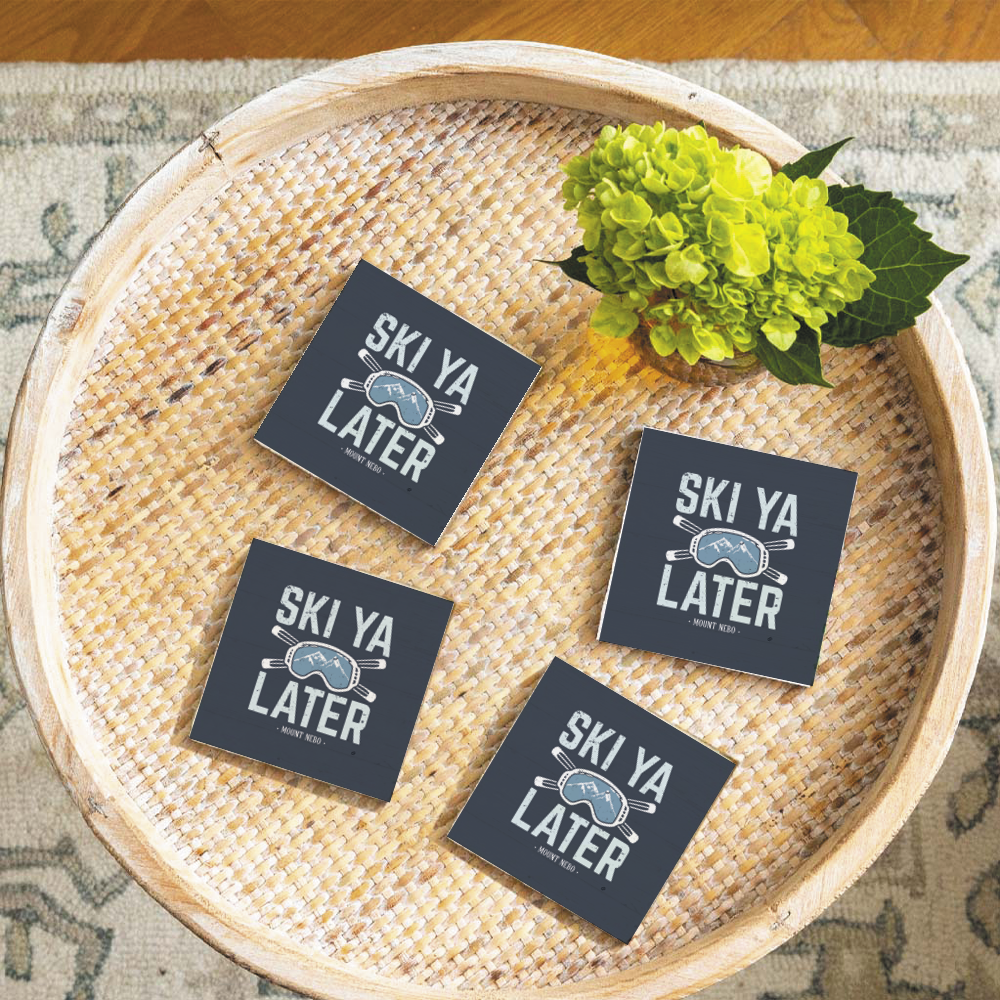 Personalized Ski Ya Later Coaster Set