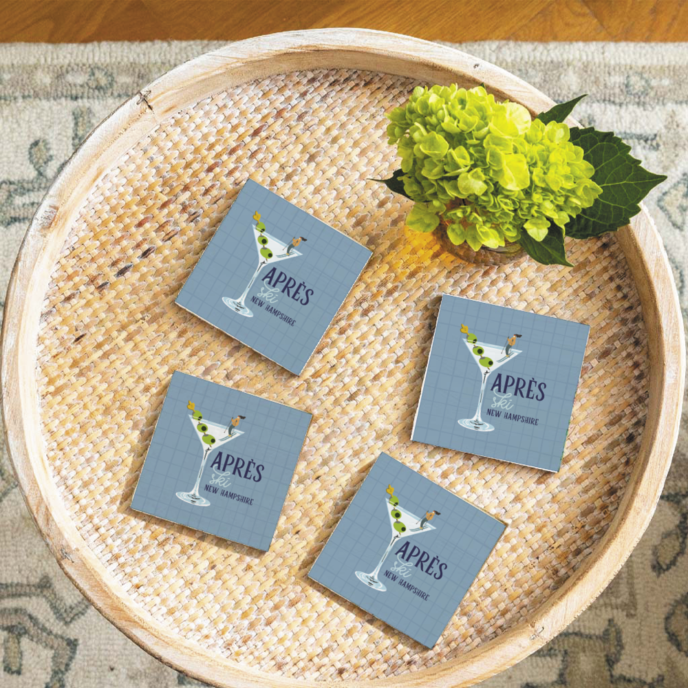 Personalized Apres Ski Martini Coaster Set