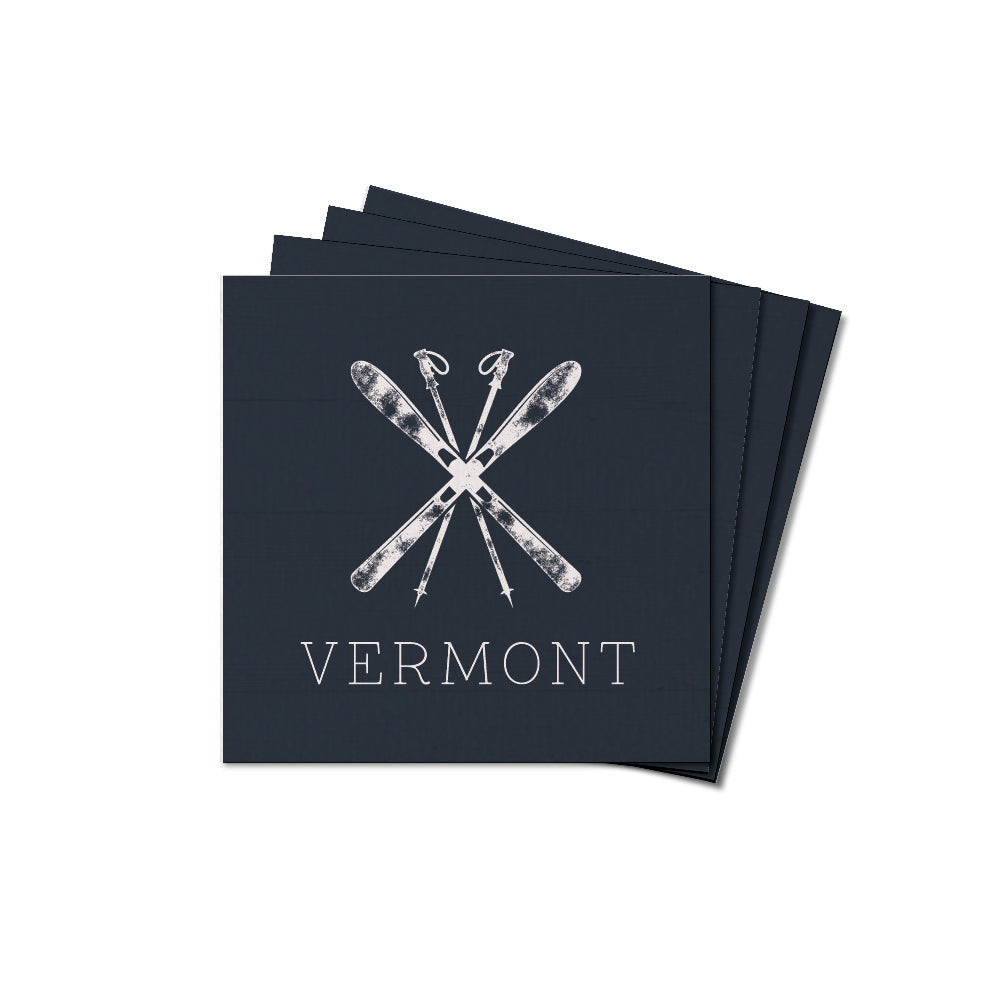 Navy Blue Ski Personalized Coaster Set