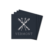 Navy Blue Ski Personalized Coaster Set