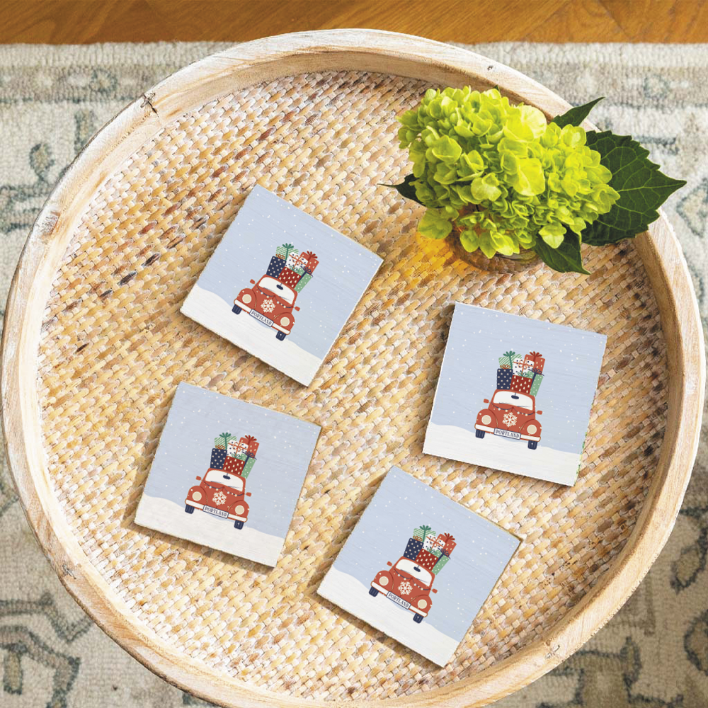 Personalized Holiday Haul  Coaster Set