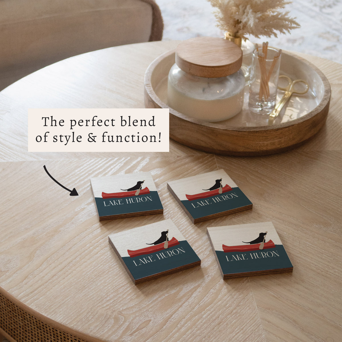 Dog Canoe Personalized Coaster Set
