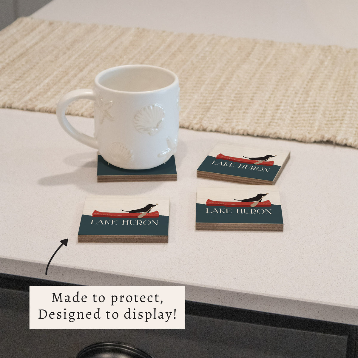 Dog Canoe Personalized Coaster Set