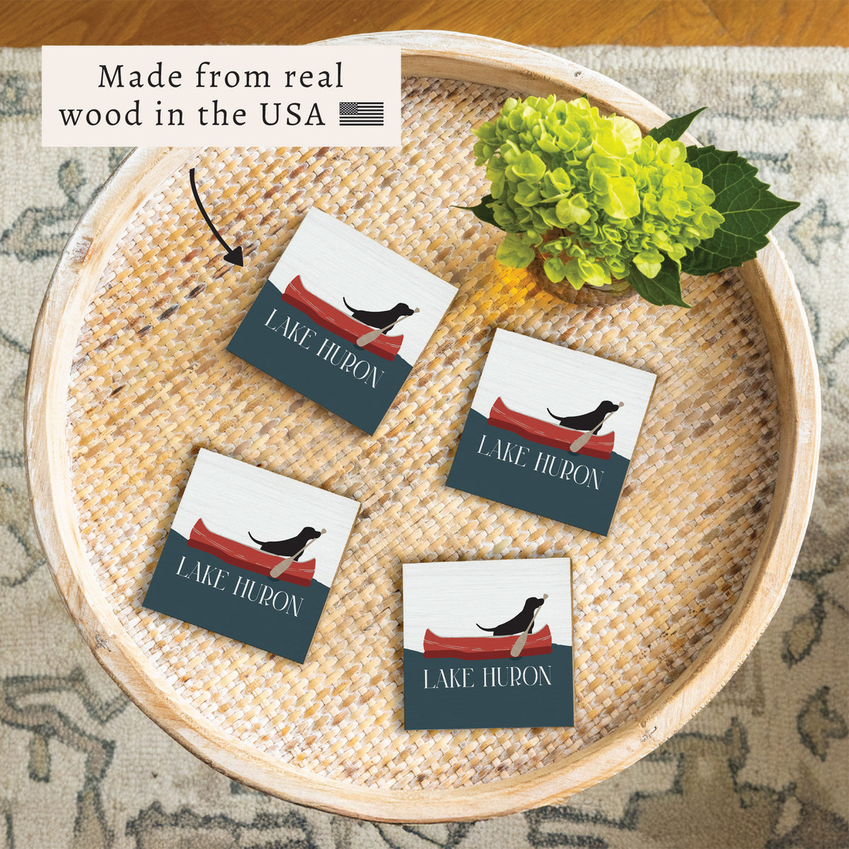 Dog Canoe Personalized Coaster Set