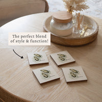 Watercolor Oysters Personalized Coaster Set
