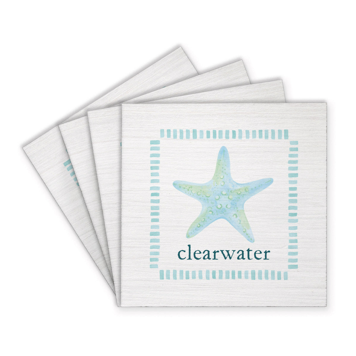 Seafoam Starfish Personalized Coaster Set