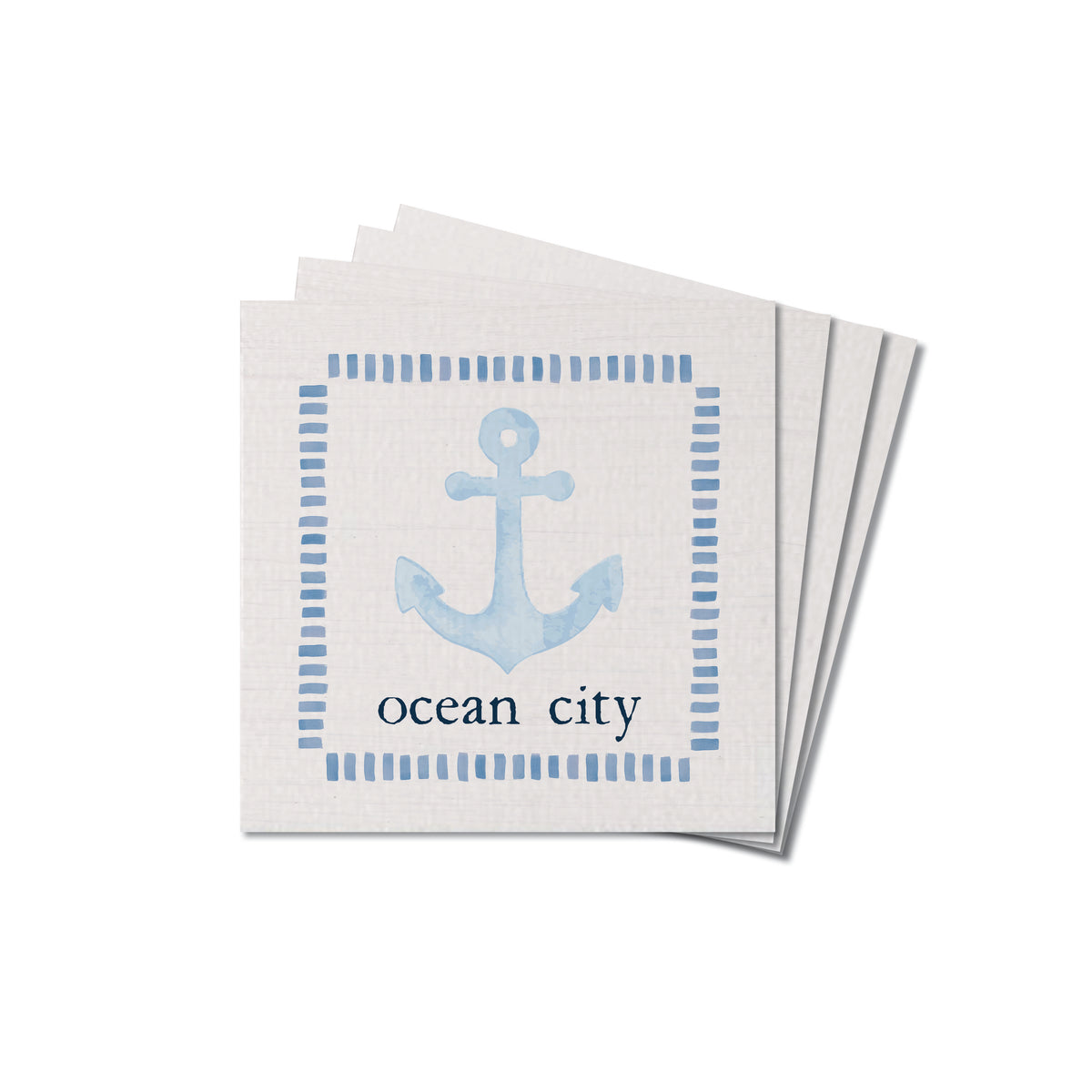 Blue Anchor Personalized Coaster Set