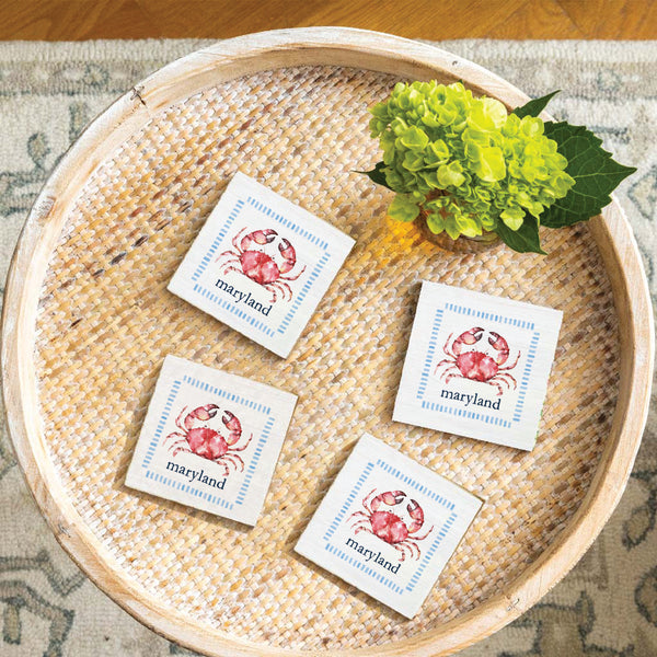 Stitched Crab Personalized Coaster Set