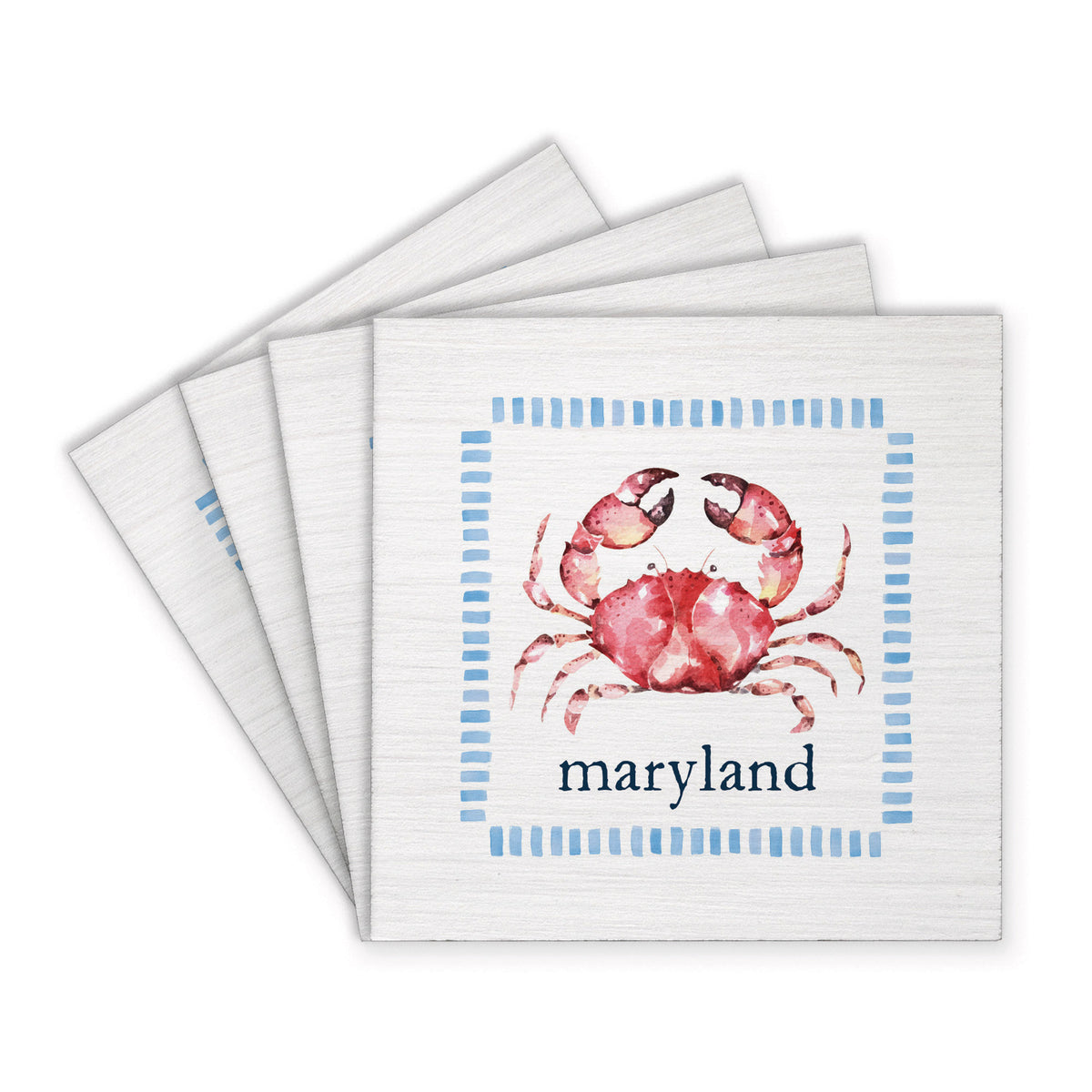 Stitched Crab Personalized Coaster Set
