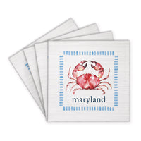 Stitched Crab Personalized Coaster Set