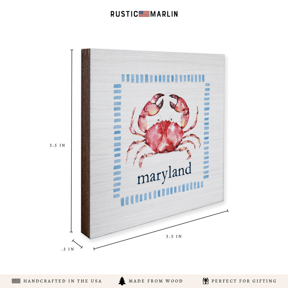 Stitched Crab Personalized Coaster Set