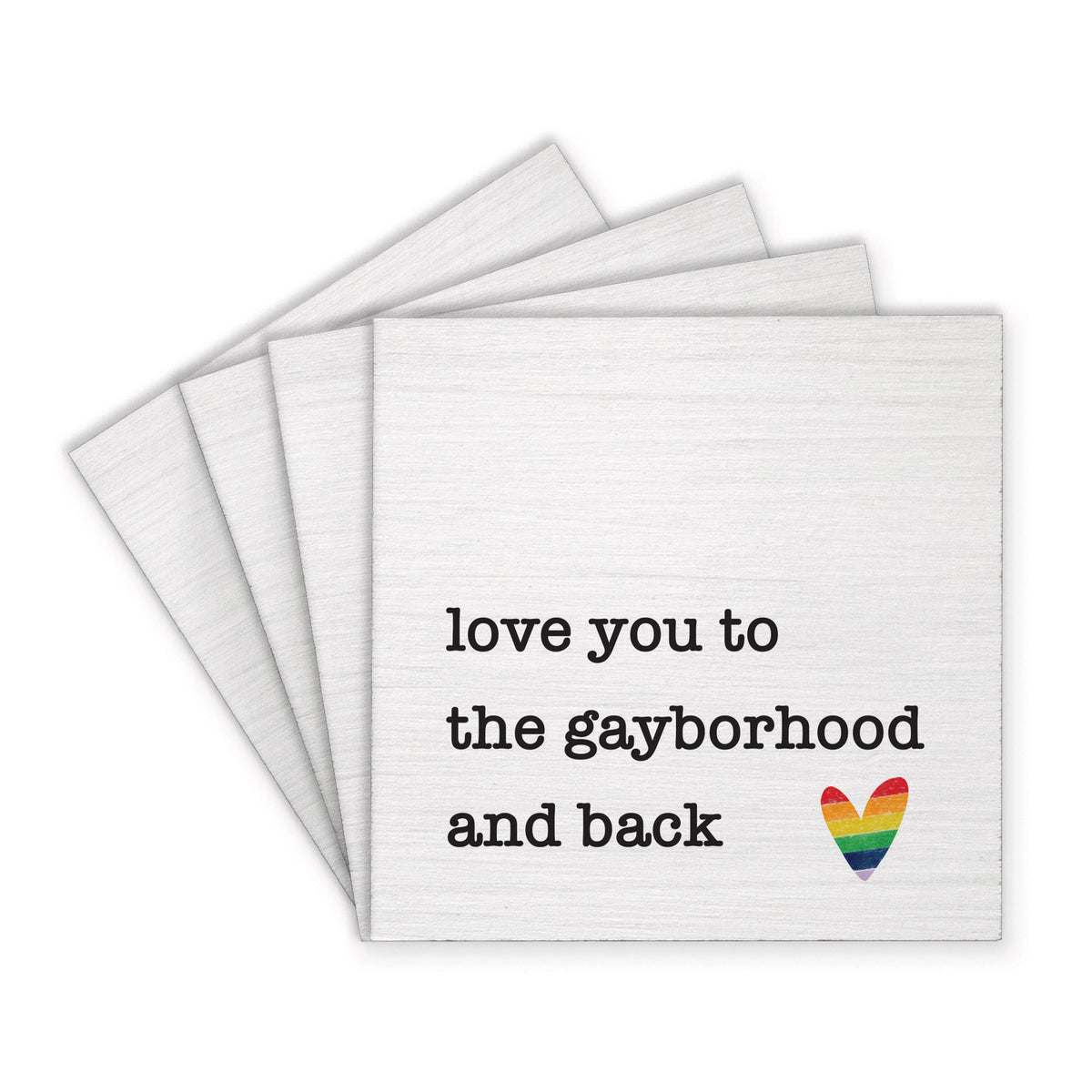 Love You To Rainbow Heart Personalized Coaster Set