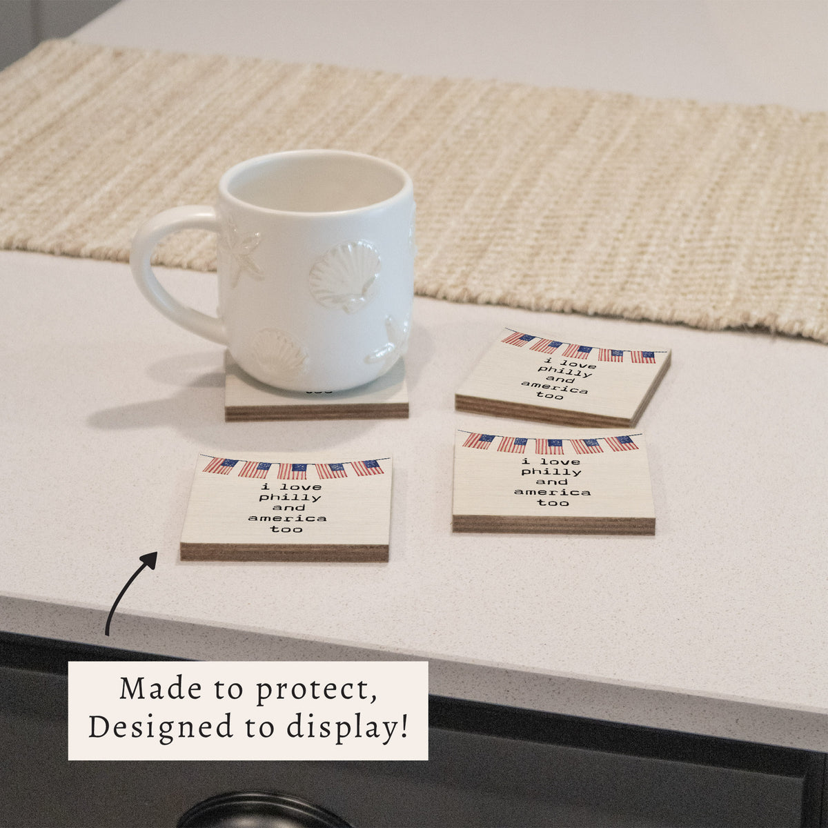 I Love America Too Personalized Coaster Set