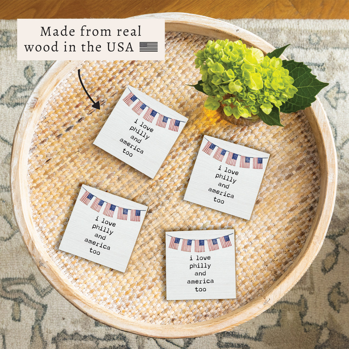 I Love America Too Personalized Coaster Set