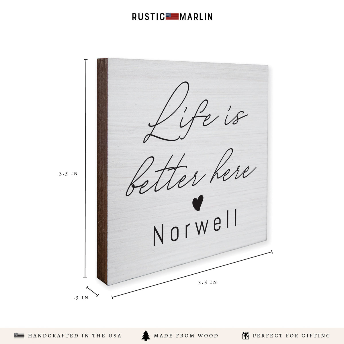 Life Is Better Here Heart Personalized Coaster Set