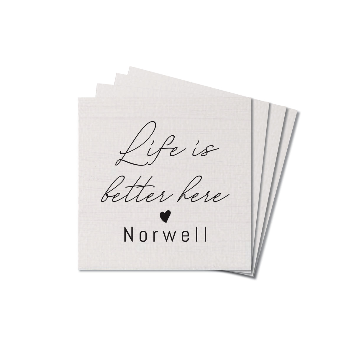 Life Is Better Here Heart Personalized Coaster Set