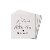 Life Is Better Here Heart Personalized Coaster Set