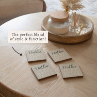 Happy Place Neutral Personalized Coaster Set