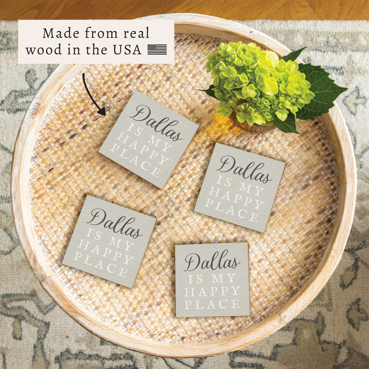 Happy Place Neutral Personalized Coaster Set