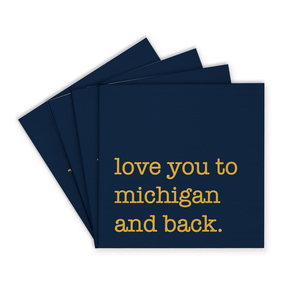 Love You To Navy & Gold  Personalized Coaster Set