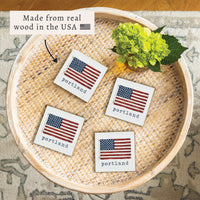 American Vintage Flag  Personalized Coaster Set