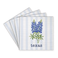 Texas Bluebonnet Floral Personalized Coaster Set