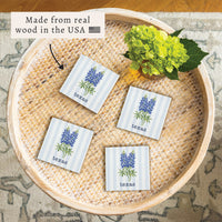 Texas Bluebonnet Floral Personalized Coaster Set
