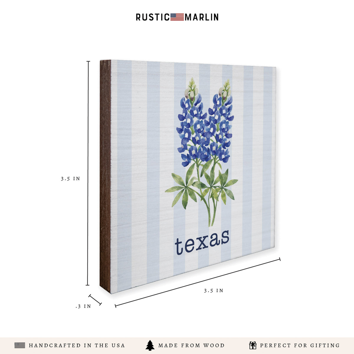 Texas Bluebonnet Floral Personalized Coaster Set